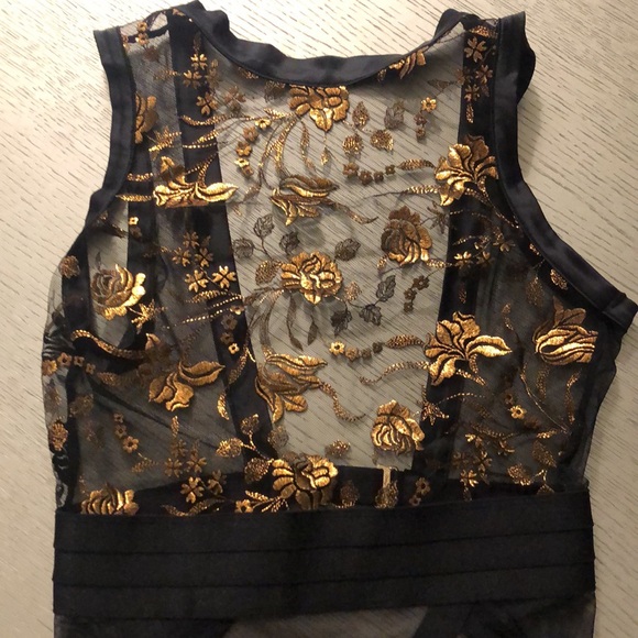 Honey birdette amber shimmer bodysuit embroidered gold floral Size XS - Picture 12 of 14